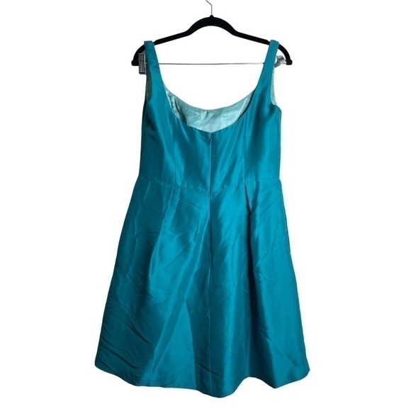 Jenny Yoo Teal Blue Fit & Flare Dress Size 10 | Formal Sleeveless Mini with Boni - Picture 5 of 9